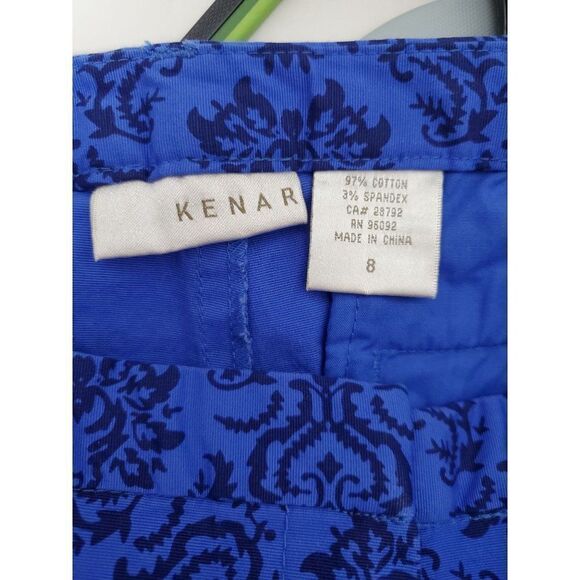 Kenar Damask Print Royal Blue Stretch Shorts Sz 8 NWT - Picture 5 of 8